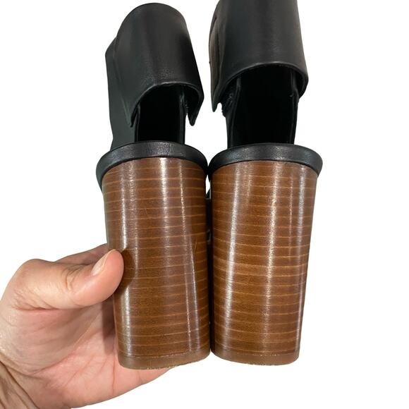 Vince Addie Black Leather Peep Toe Bootie Heel Size 8.5 - Picture 6 of 10